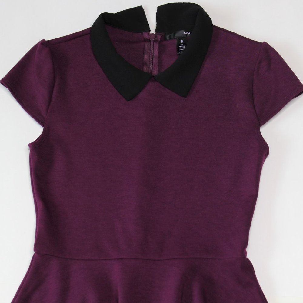 Plum Aqua Dress with Black Collar